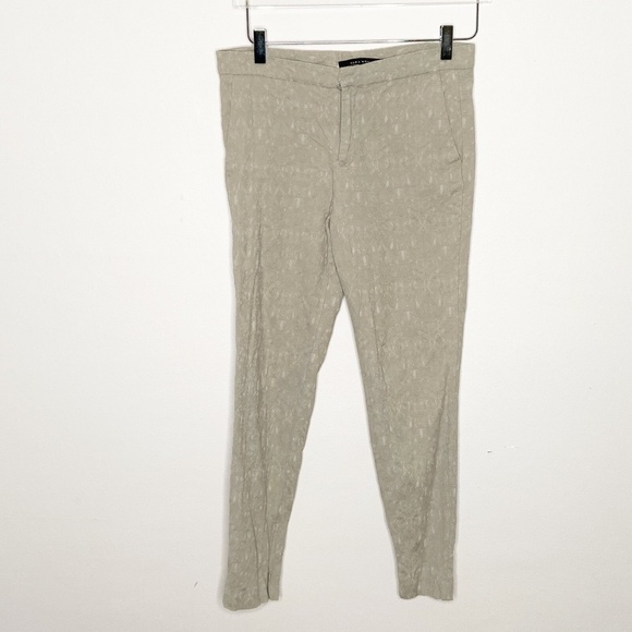 ZARA | Light Tan Textured Cigarette Pant - Picture 2 of 10